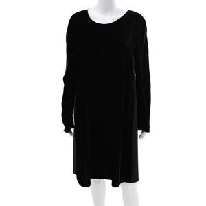 Hache Womens Back Zip 3/4 Sleeve Velvet Pinstriped Dress Black Size IT 48